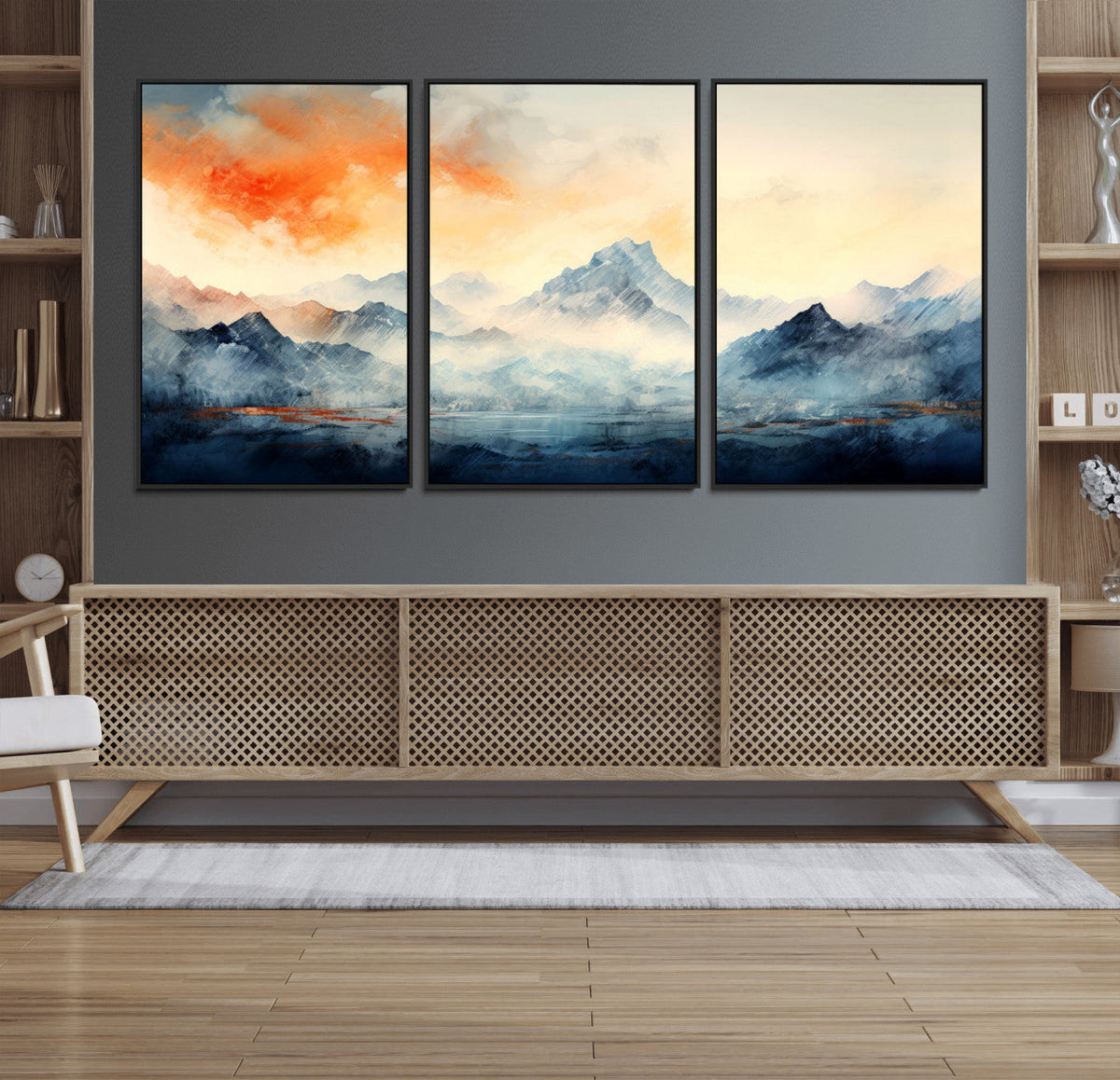 Warm Clouds Abstract Mountain Wall Art Canvas Print