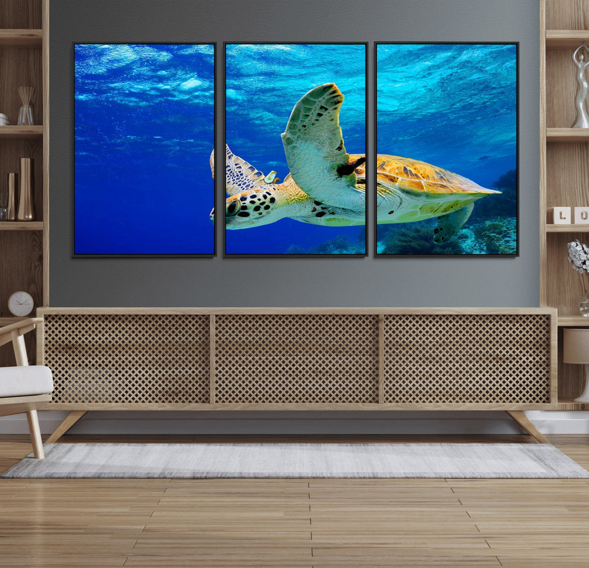 Sea Turtle Wall Art Canvas Print, Sea life in the Ocean Wall