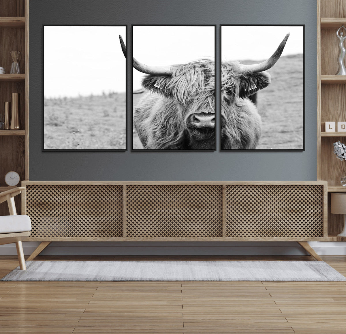 Newfoundland Cow Art Wall Art, Black White Cow Art Wall Art