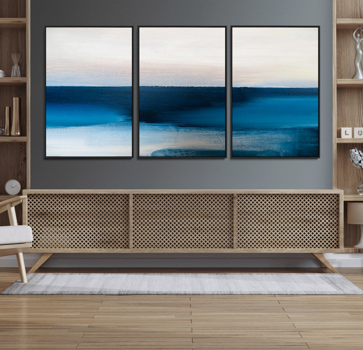Dark Blue Abstract Wall Art Canvas Print