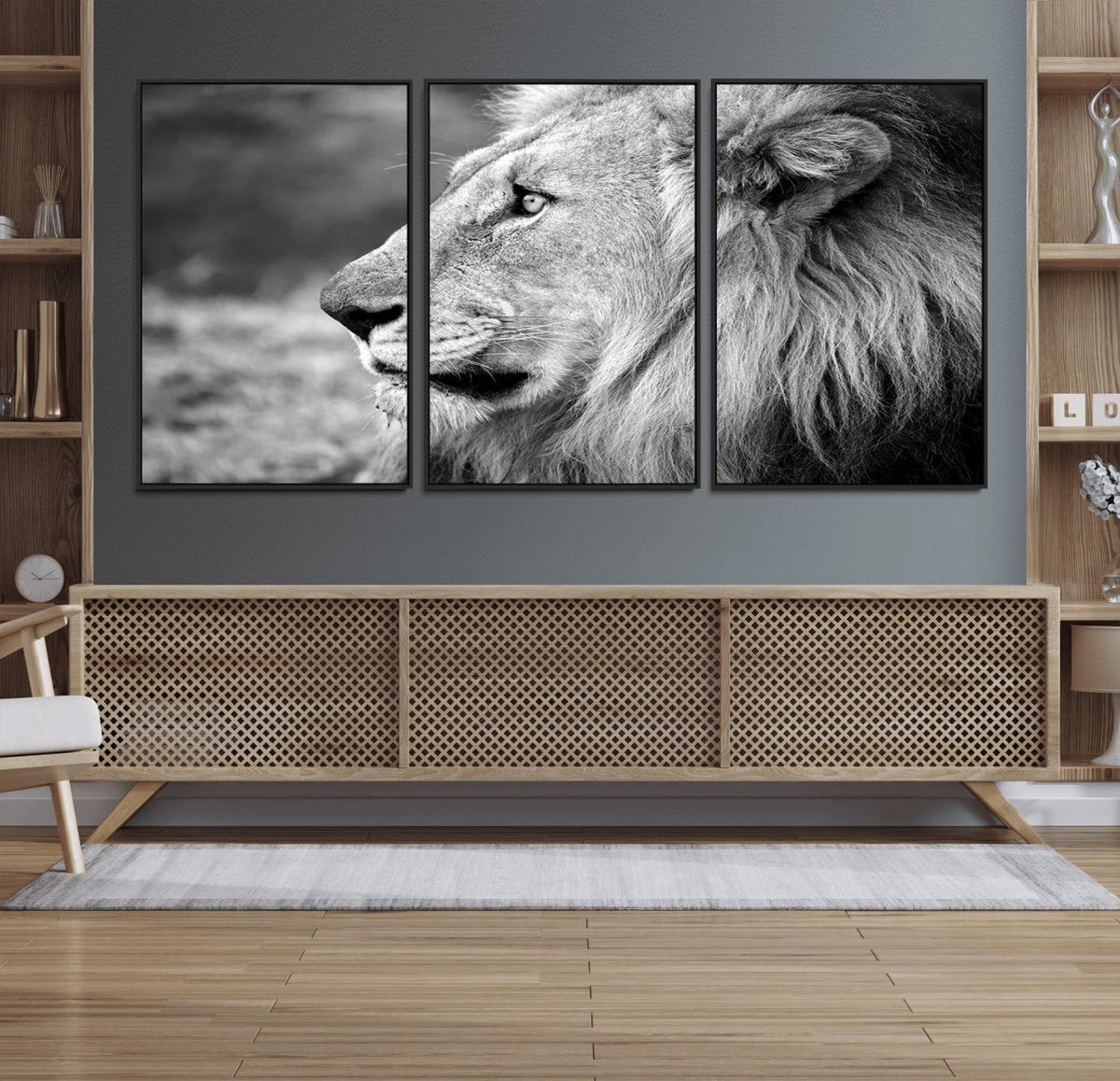 Lion Wall Art Canvas Print – Framed Majestic Wildlife