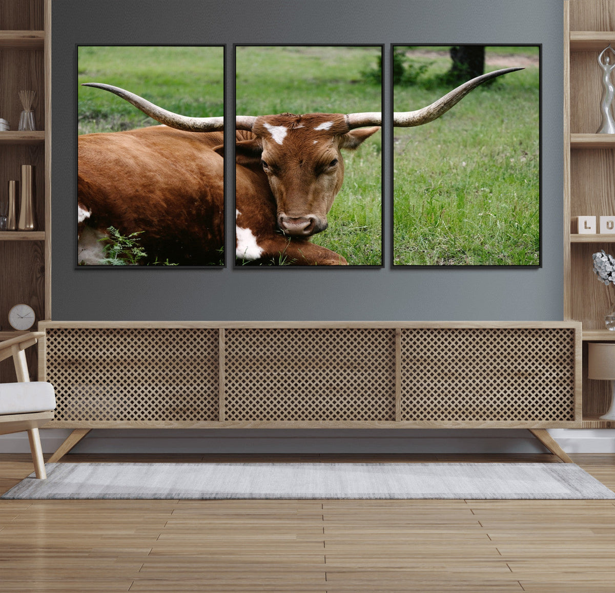 Longhorn Cow Animal Wall Art Canvas Print