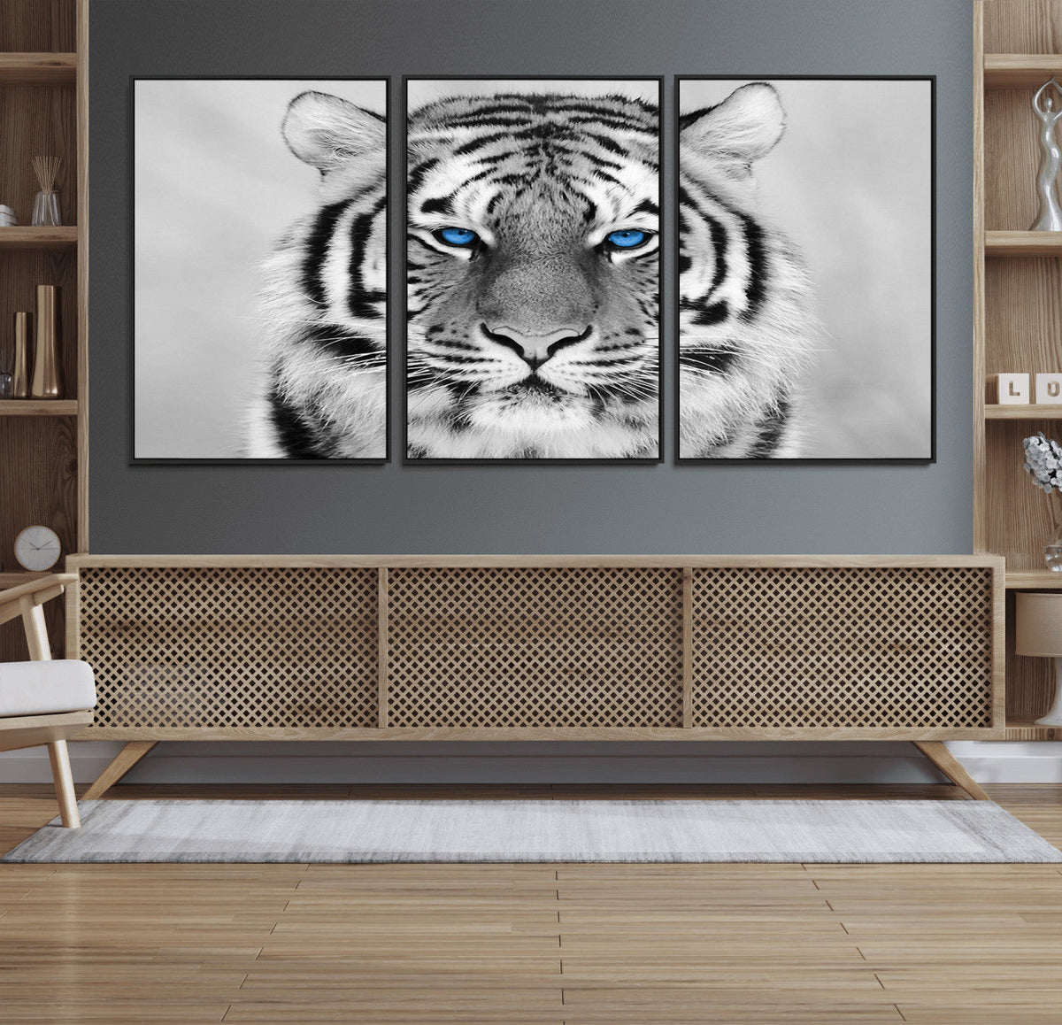 Black and White Tiger Wall Art Animal Canvas Print
