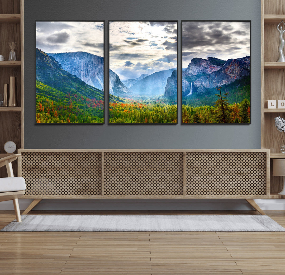 Yosemite Park Half Dome 3 Panel Canvas Print | Large Giclée