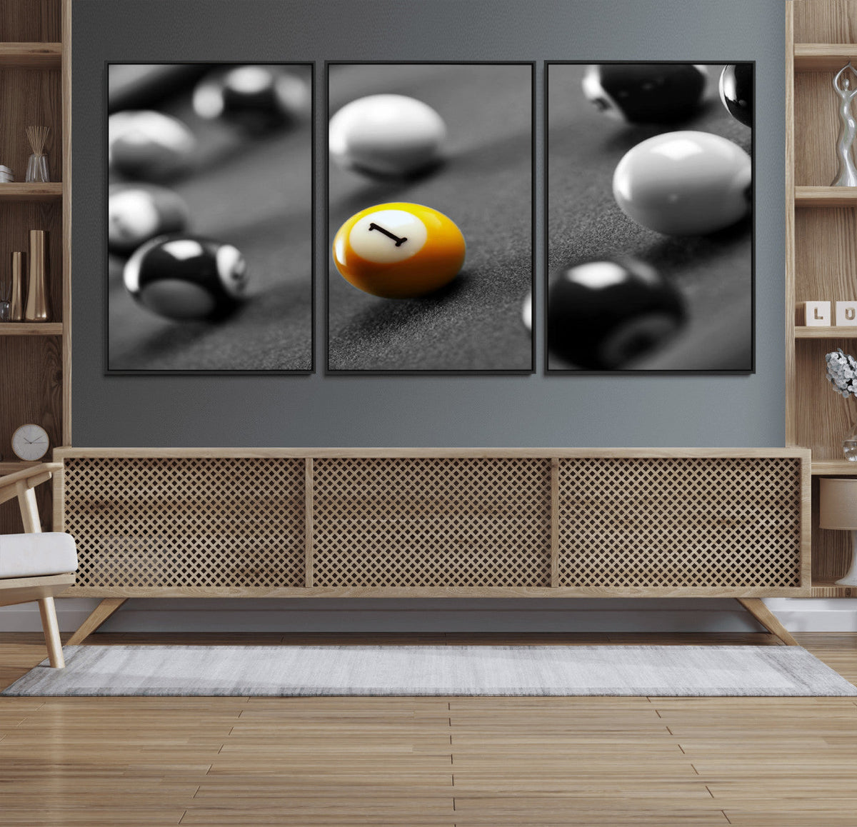 Wall Art Pool Table and Balls Canvas Print