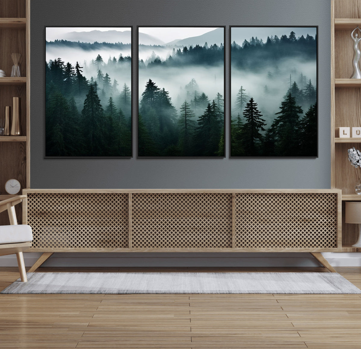 Captivating Misty Forest Wall Art Canvas, Premium Canvas
