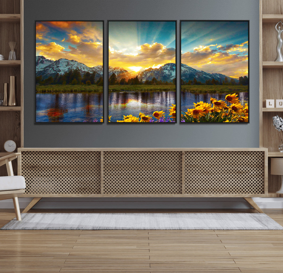 Grand Teton Park Sunrise Wall Art – Vibrant Landscape Canvas