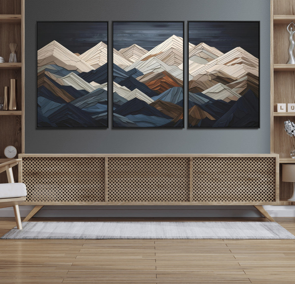 Mountain Wall Art – Modern Geometric Landscape Canvas Print,