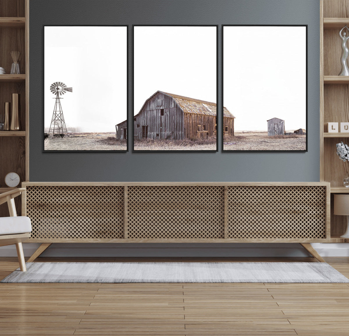 Set of 3 Rustic Farmhouse Wall Art Prints – Country Barn,