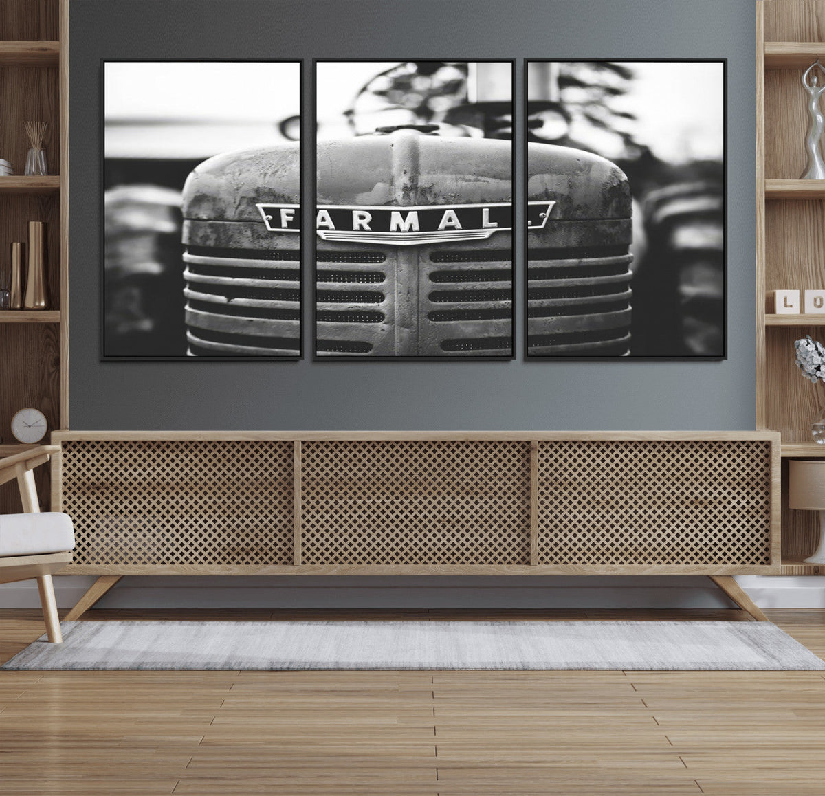 Vintage Farmall Tractor Wall Art Canvas Print, Rustic