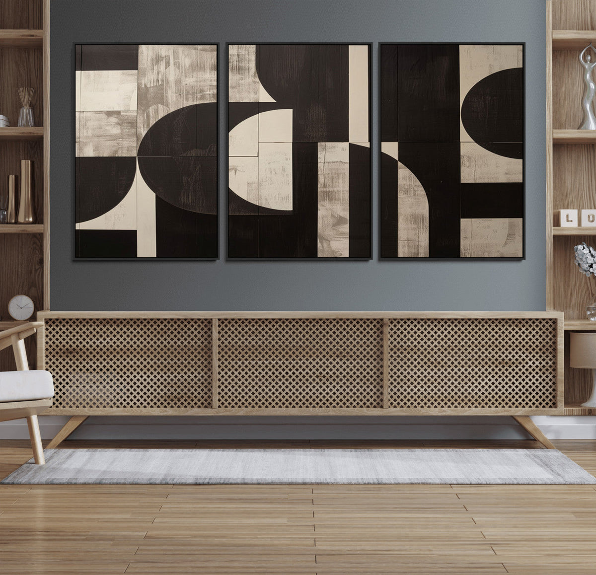 Abstract Brown Wabi Sabi Canvas Print Set – Minimalist