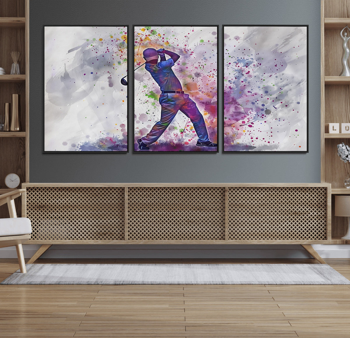 Watercolor Golf Swing Wall Art Canvas Print | Vibrant