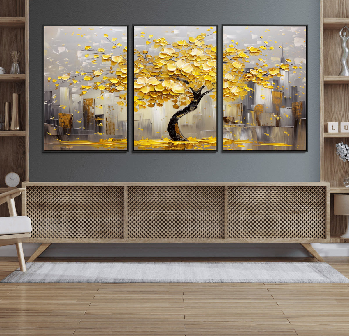Golden Tree Canvas Print | Abstract Wall Art for Modern