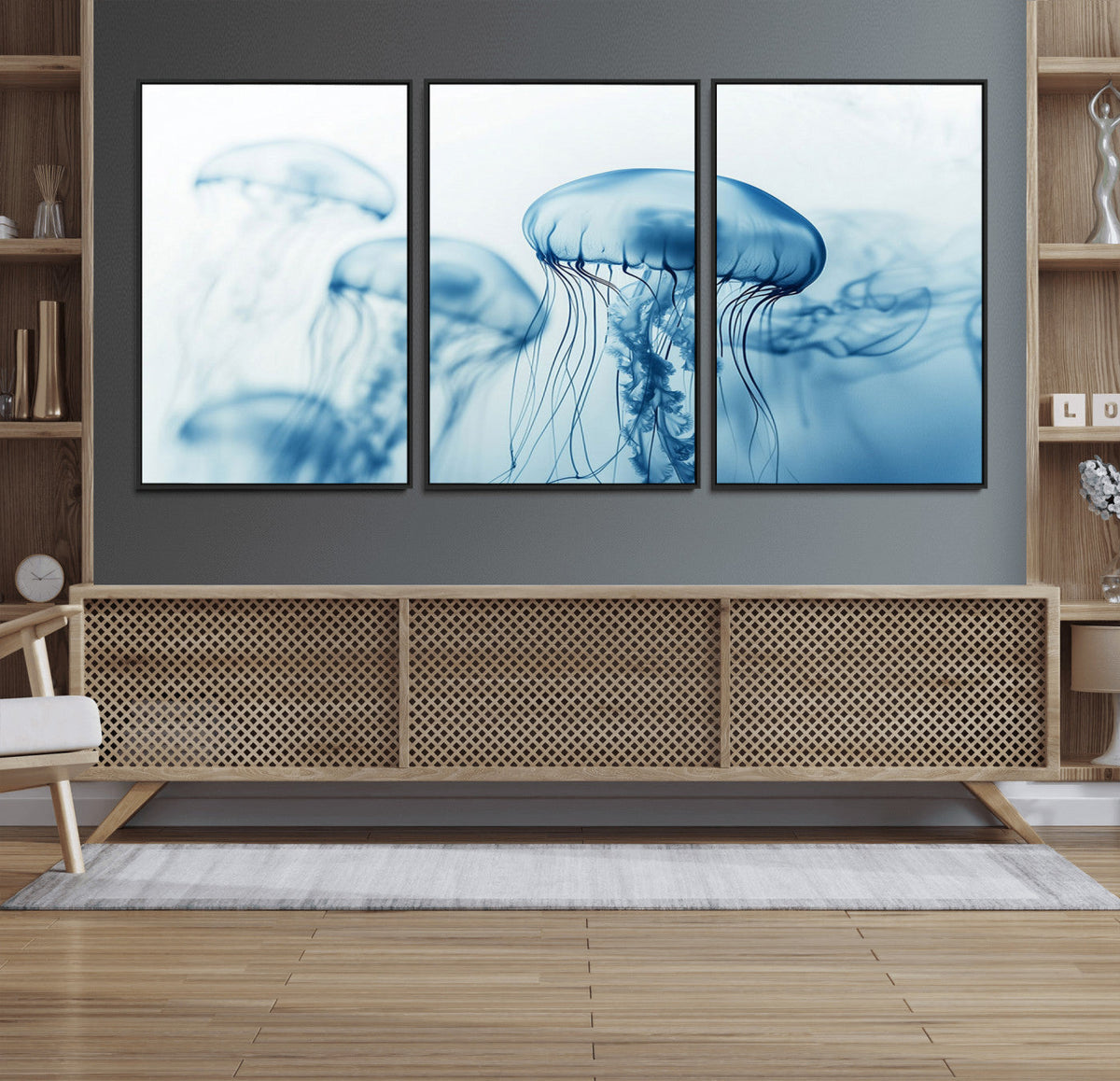 Blue Jellyfish Wall Art Canvas Print