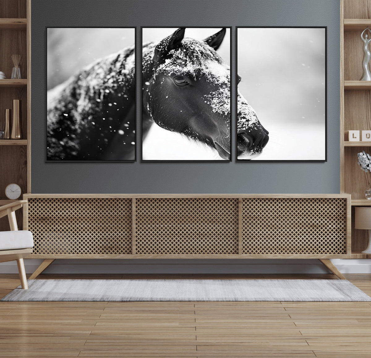 Horse Canvas Print - Winter Horse Snow Wall Art Canvas Print