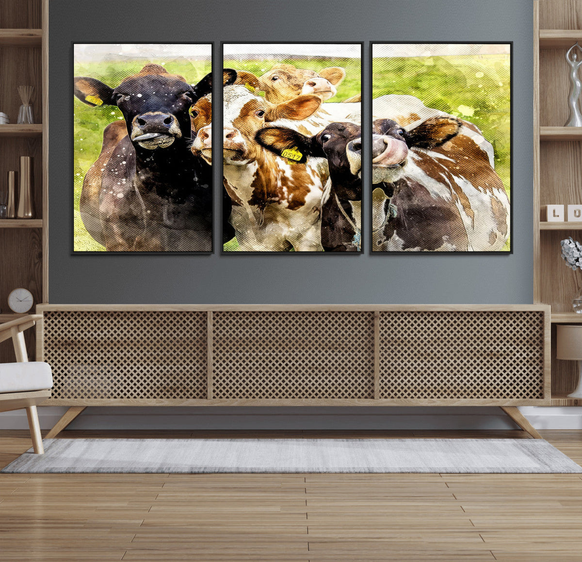 Curious Cows Farmhouse Wall Art | Ready to Hang and Framed