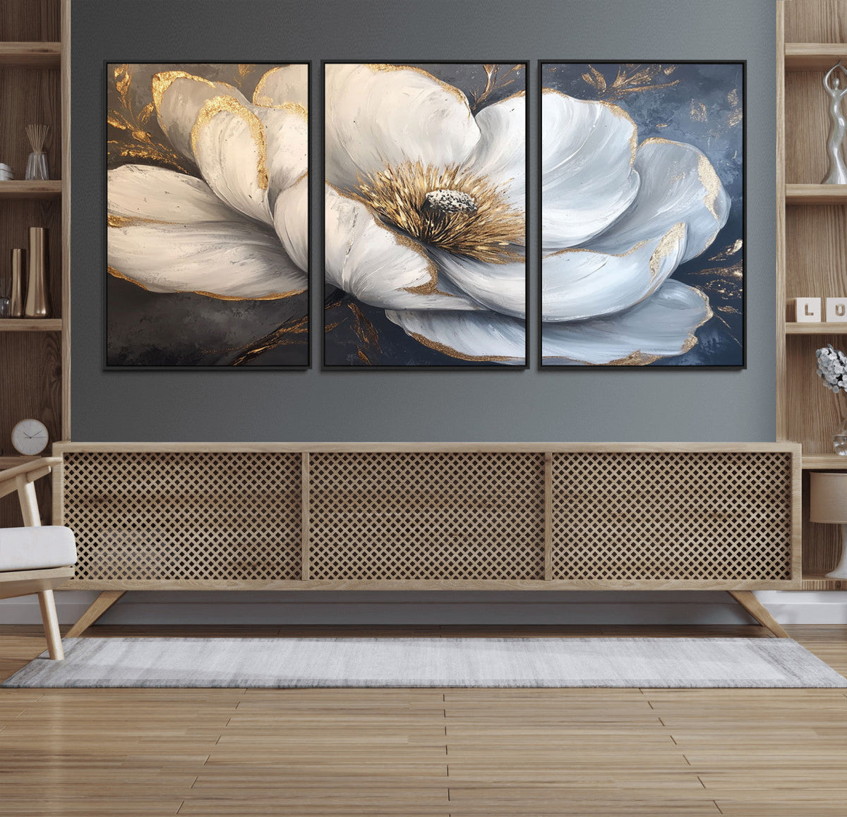 White Magnolia Flower Wall Art Canvas Print | Abstract