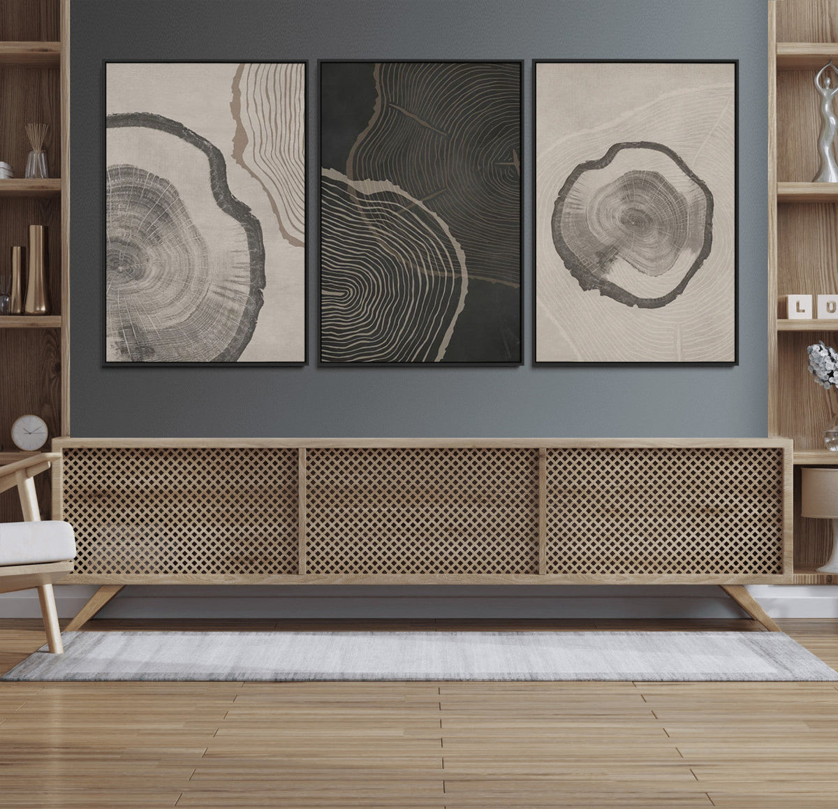 Minimalist Tree Rings Wall Art | Modern Abstract Canvas