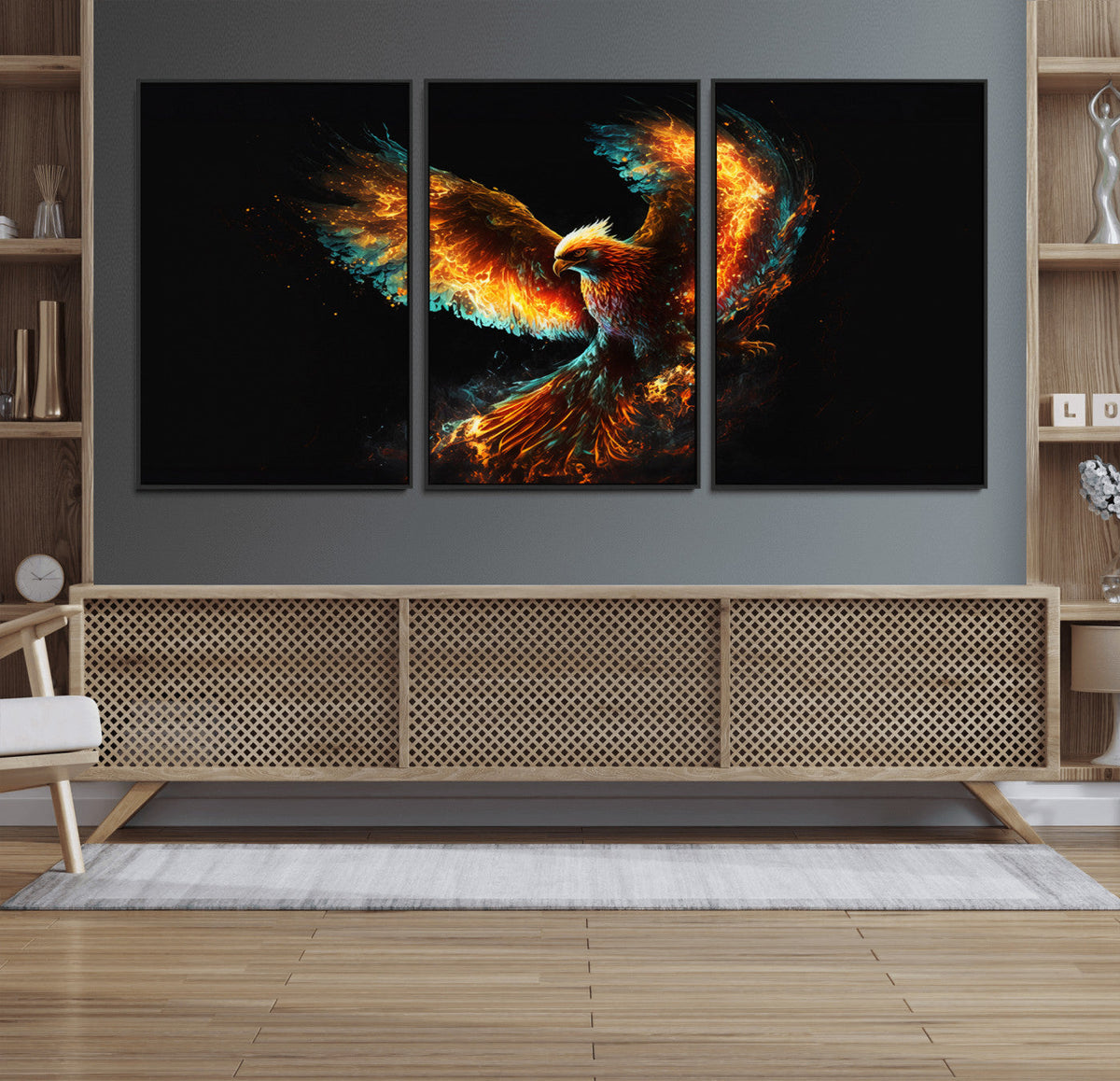 Fiery Phoenix Canvas Print | Ready to Hang Wall Art | Bold