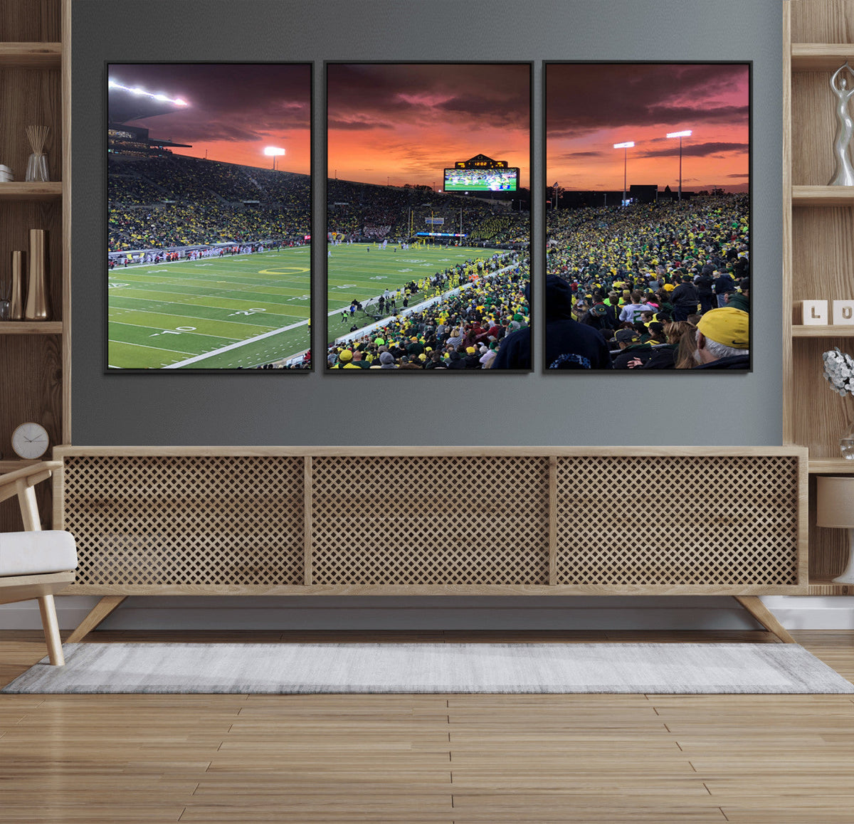 Eugene Autzen Stadium Canvas Wall Art Print – Sunset Over