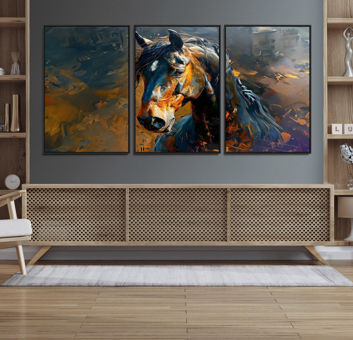 Abstract Horse Wall Art Canvas Print | Farmhouse Wall Decor