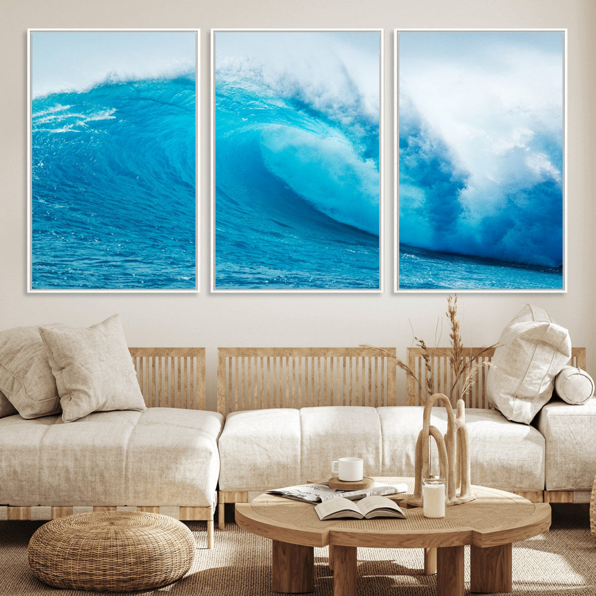 Big Ocean Surfing Wave Wall Art Canvas Print