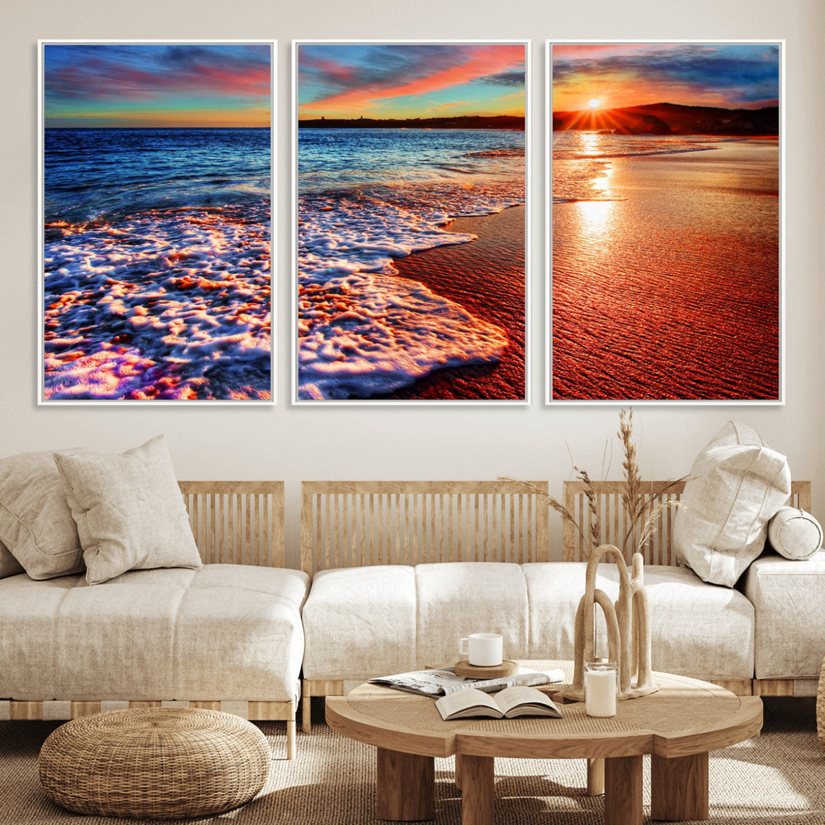 Colorful Coastal Sunset on the Beach Canvas Print, Ocean