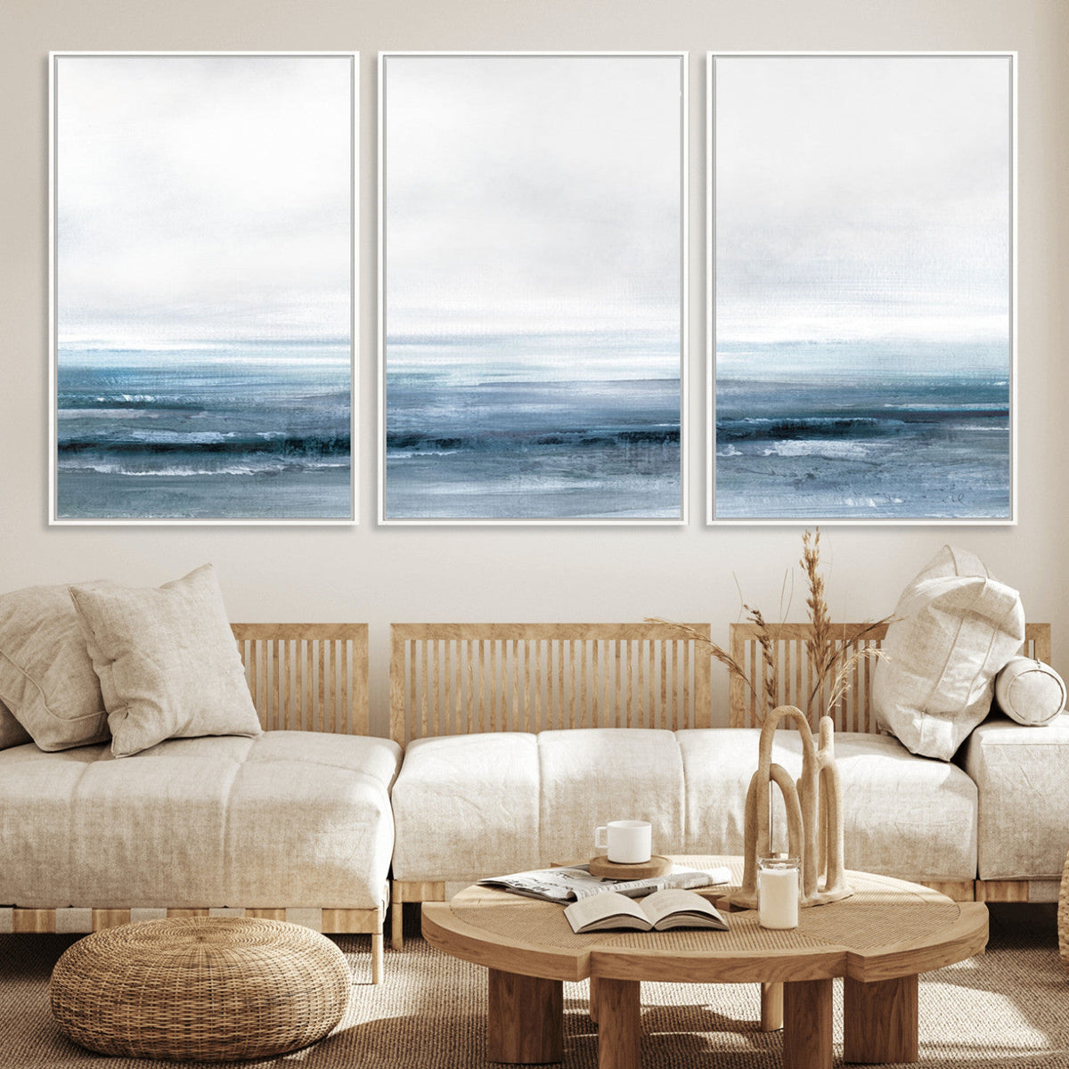 Blue Ocean Abstract Artwork Wall Art Canvas Print