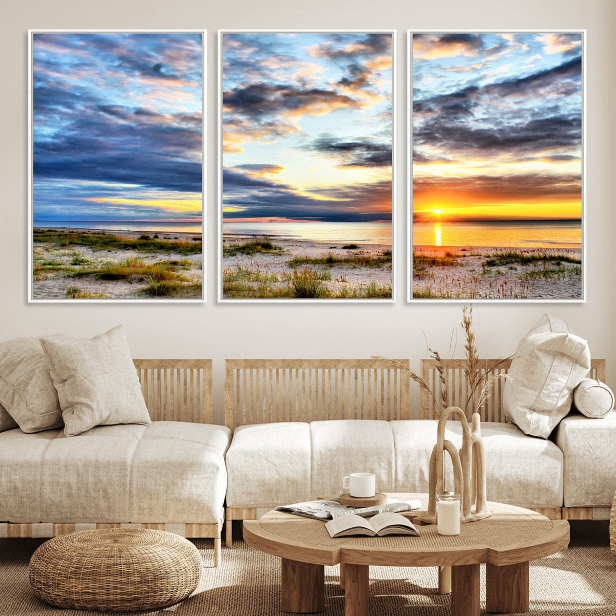 Sunset On The Ocean Wall Art Canvas Print
