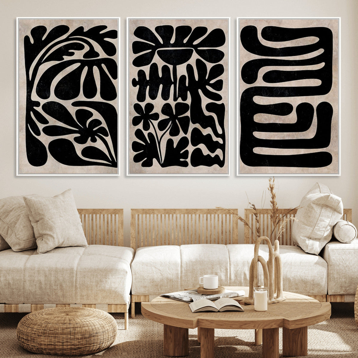 Canvas Print Wall Art Abstract Art Boho, Framed Boho Art