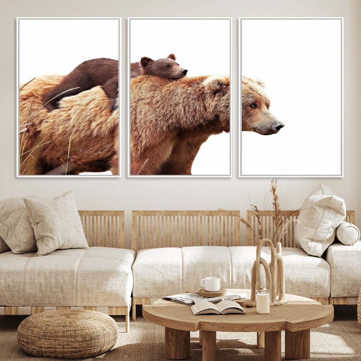Mother and Baby Bear Canvas Wall Art - Adorable Wildlife