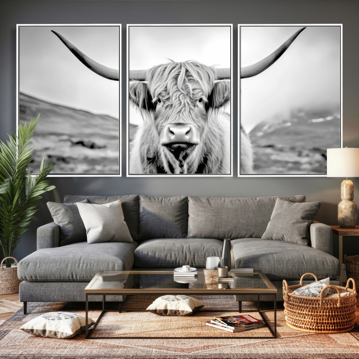 Scottish Cow Wall Art Canvas Print