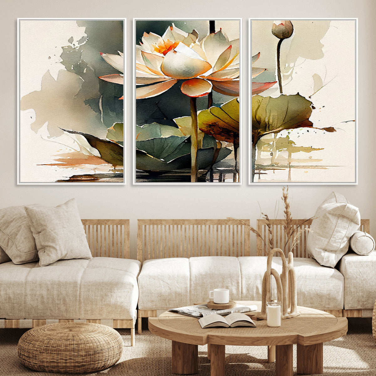 Lotus Flower Watercolor Canvas Print – A Symbol of Serenity
