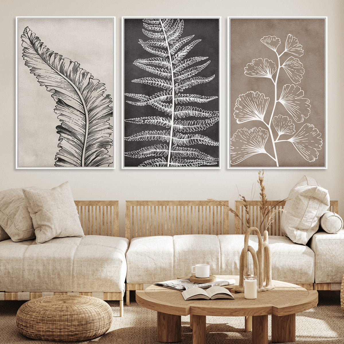 Minimalist Botanical Wall Art Canvas Print, Framed and Ready