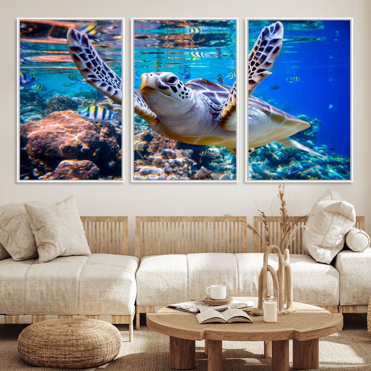 Underwater Sea Turtle Wall Art Canvas Print – Vibrant Ocean