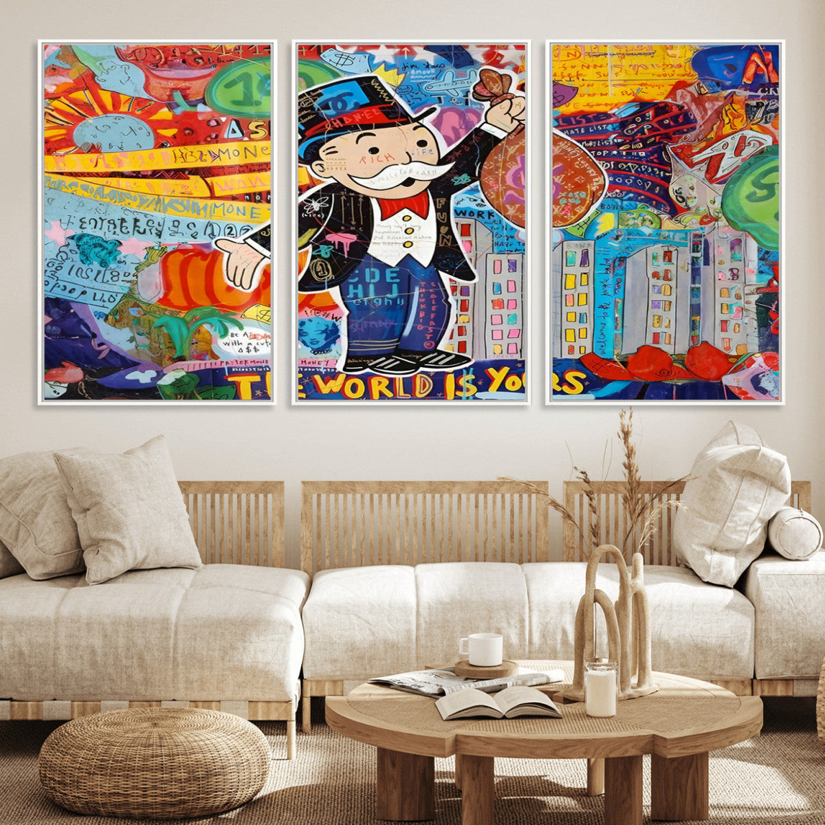 Pop Art Monopoly Man Canvas Wall Art Print - Bold and