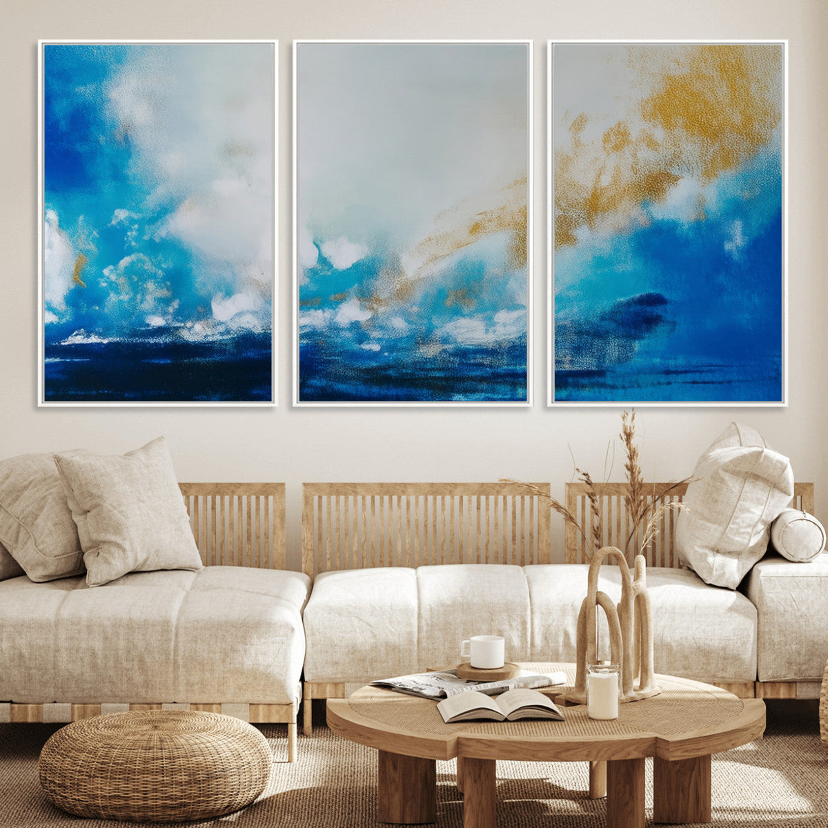 Blue Abstract Print - Dynamic Ocean-Inspired Canvas Wall Art