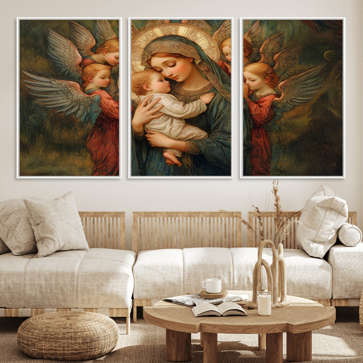 Mary Jesus Canvas Wall Art Print - Madonna and Child with