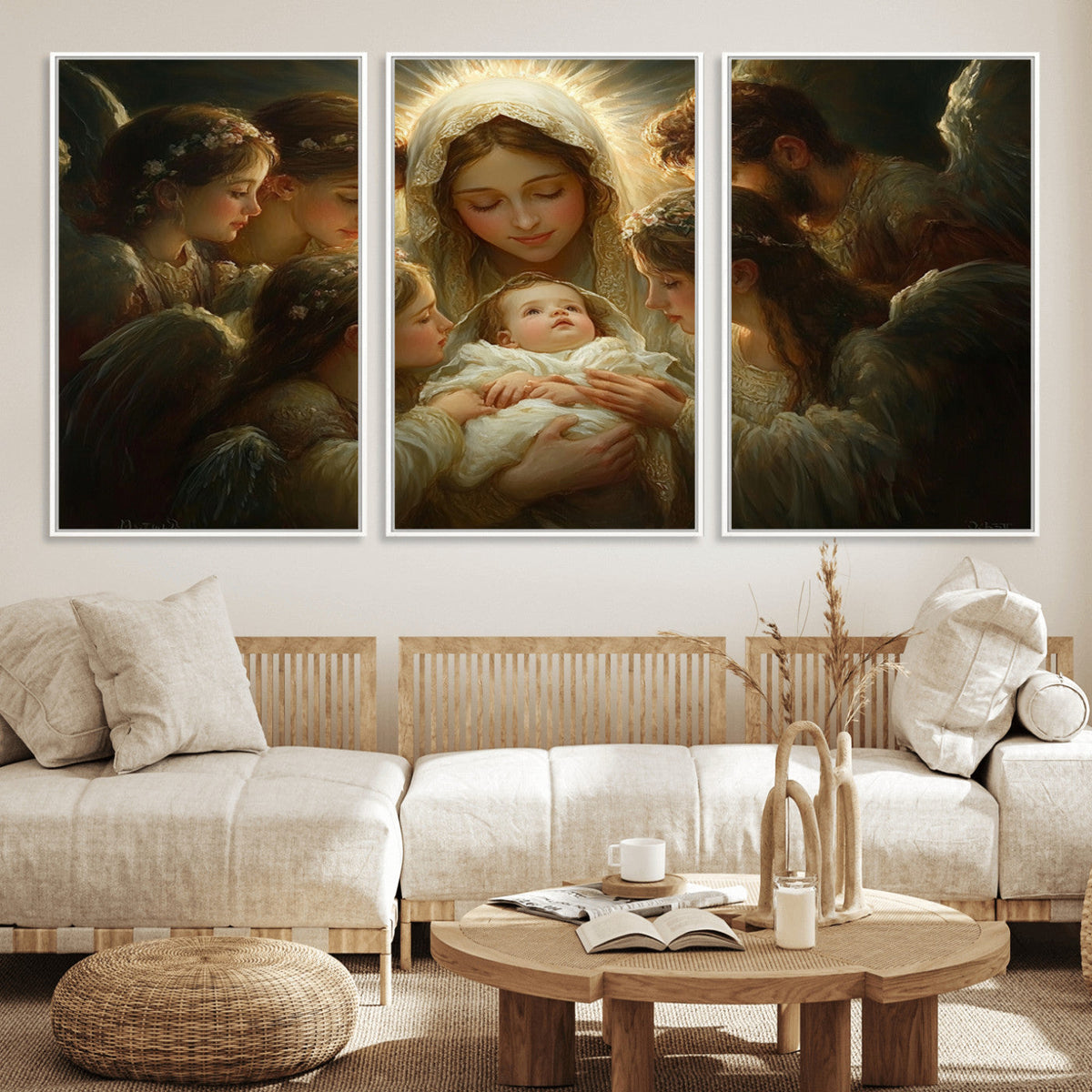 Mary Jesus Canvas Wall Art Print - Madonna and Child with