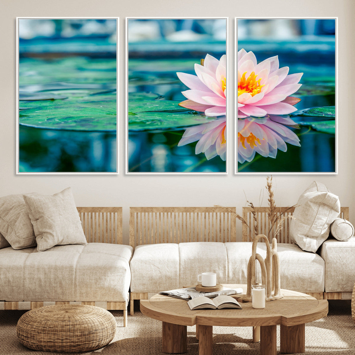 Lotus Flower Wall Art Canvas Print, Water Lily Large Wall