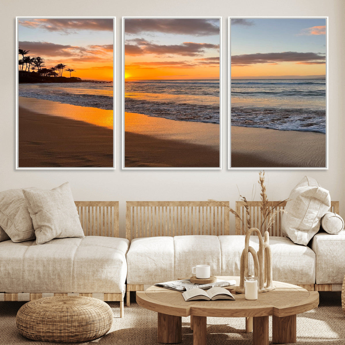 Sunset Wall Art Print - Stunning Beach Sunset Canvas Artwork