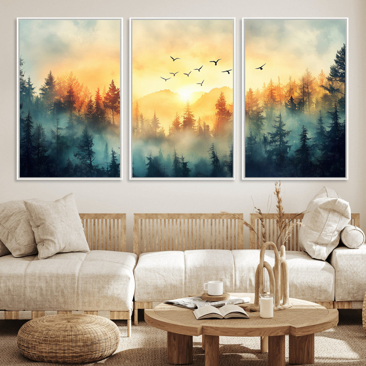 Abstract Forest Wall Art Print- Serene Nature Canvas Print