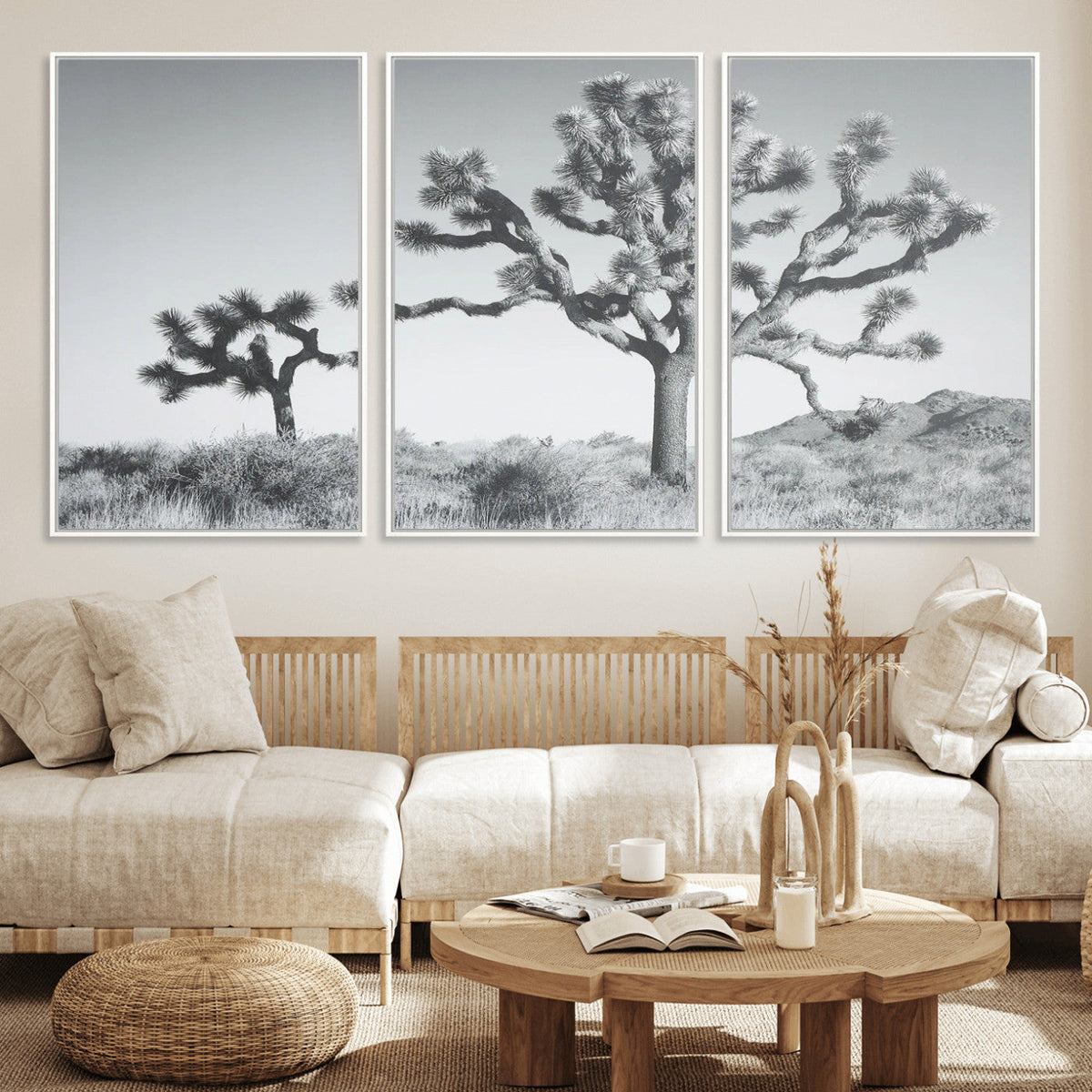 Joshua Tree Wall Art Canvas Print – Framed Black White