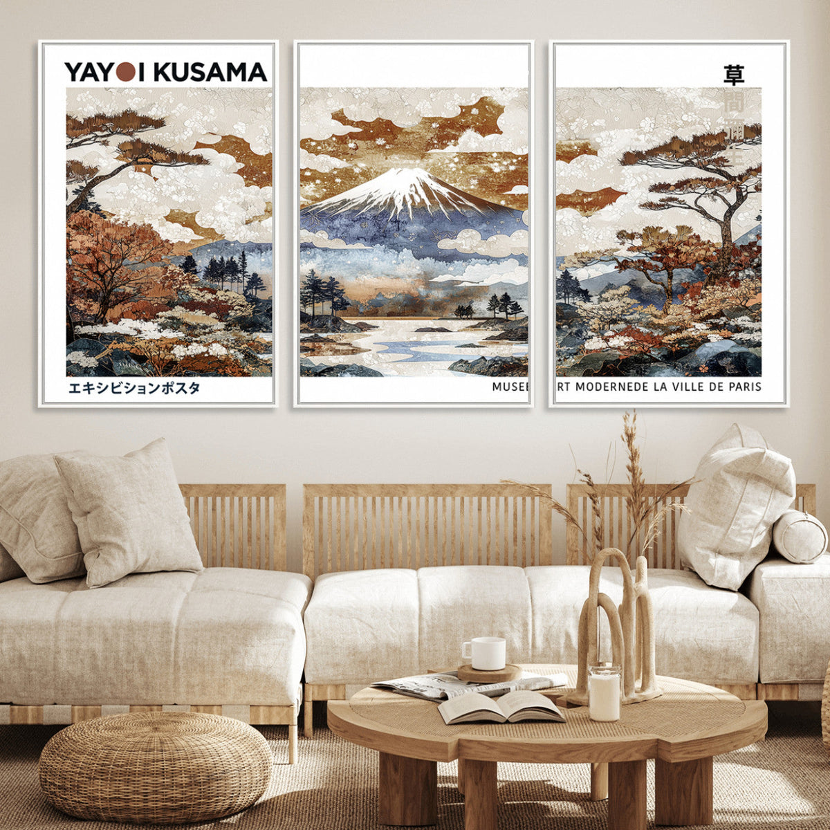 Modern Japanese Wall Art Canvas Print – Framed Abstract