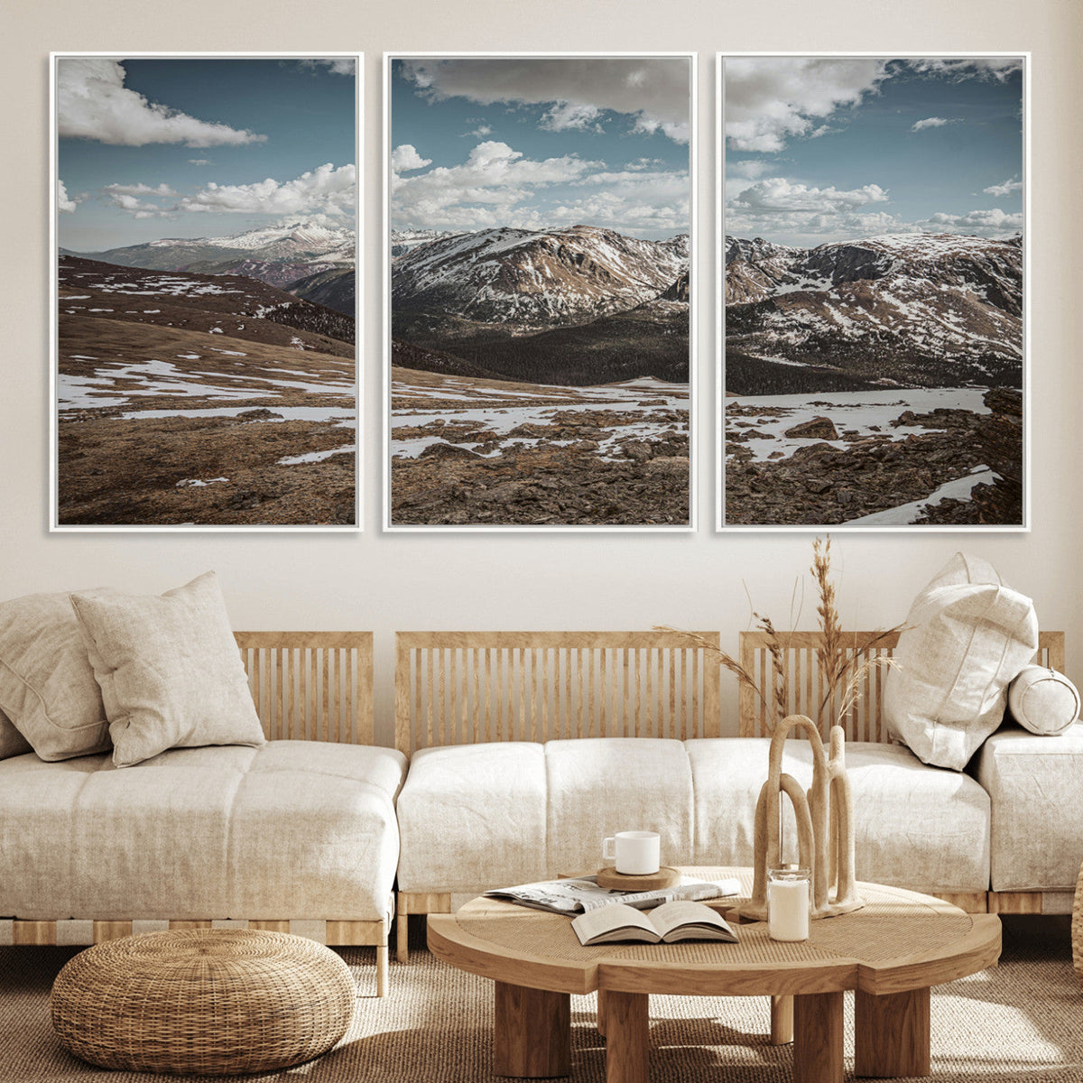 Mountain Landscape Wall Art Canvas Print – Framed Snowy