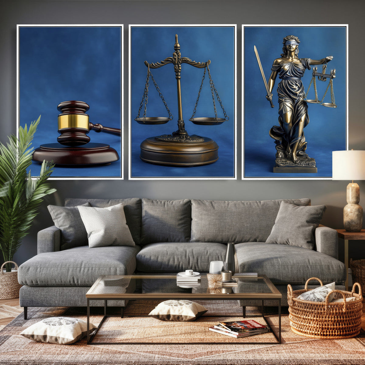 Legal Justice Wall Art Canvas Print – Gavel, Scales & Lady