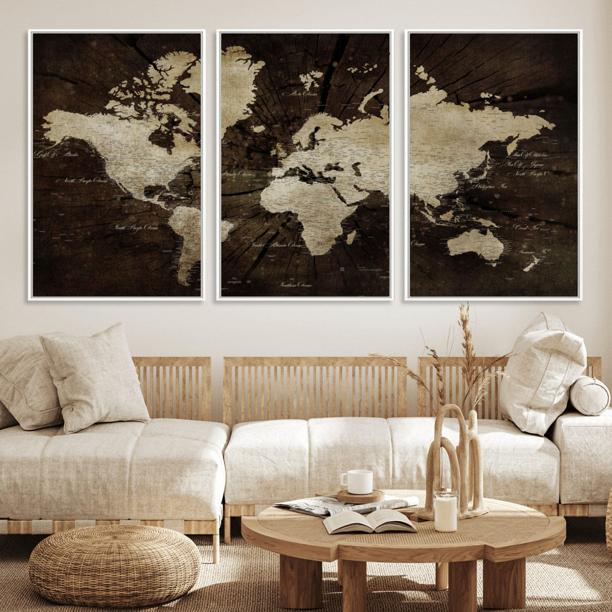 World Map Wall Art Canvas Print – Framed Travel Map Wall Art