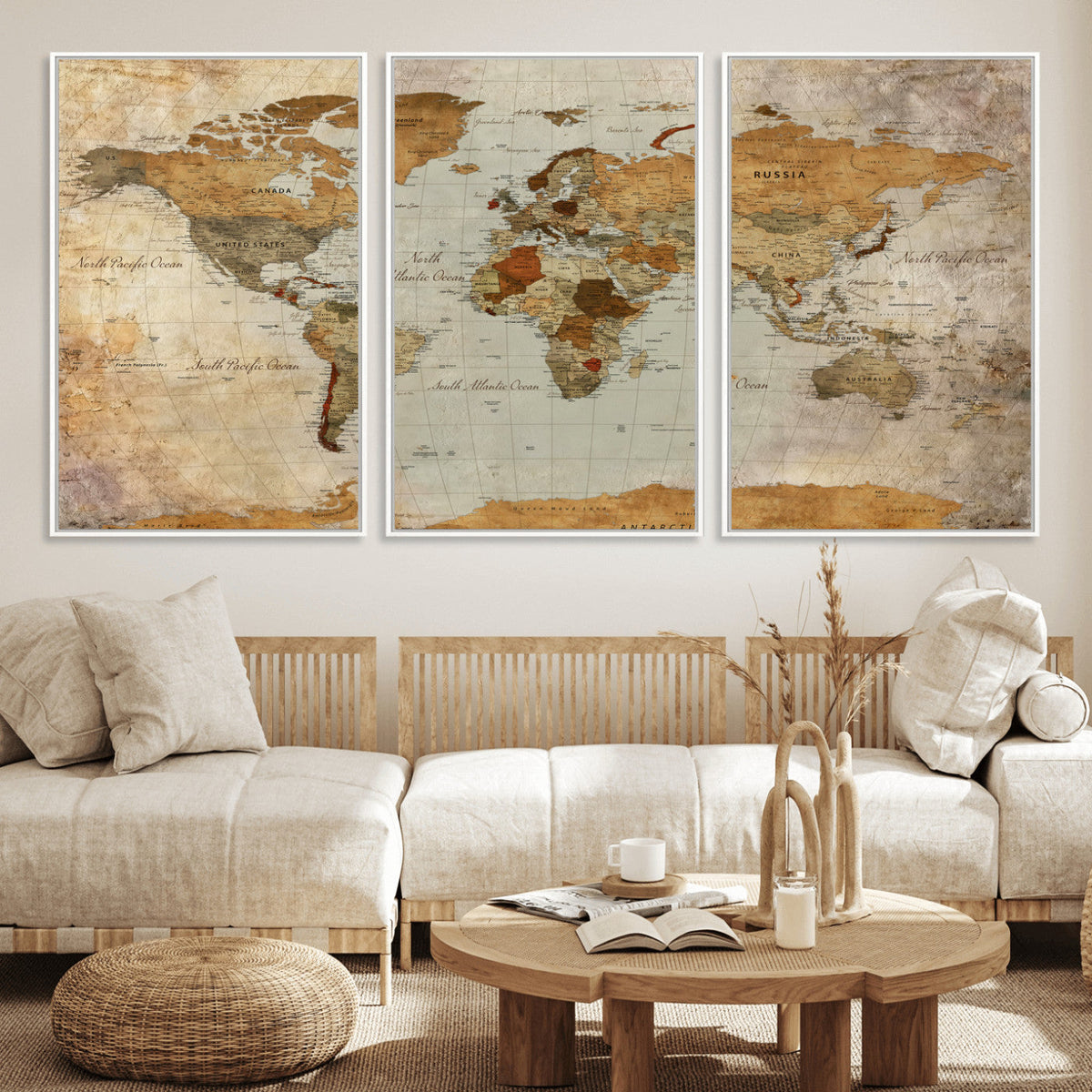 World Map Canvas Print – Detailed Map of the World Wall Art