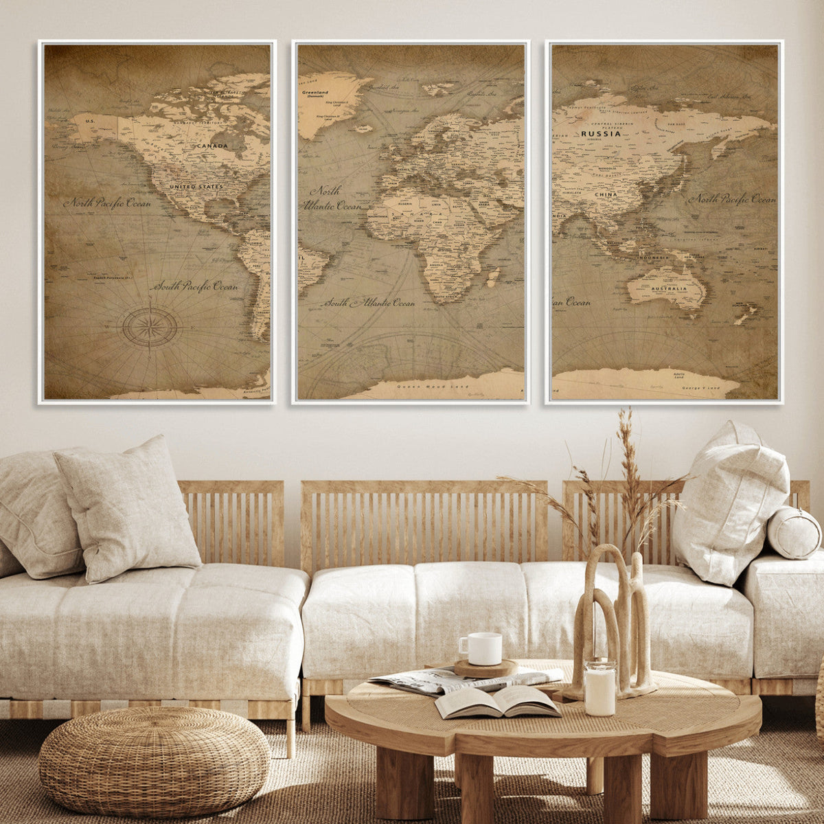 World Map Canvas Print – Framed Travel Map Wall Art for