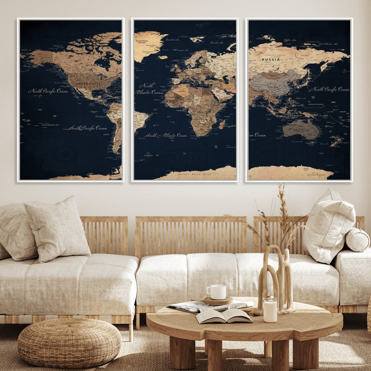 World Map Canvas Print – Detailed Map of the World Wall Art